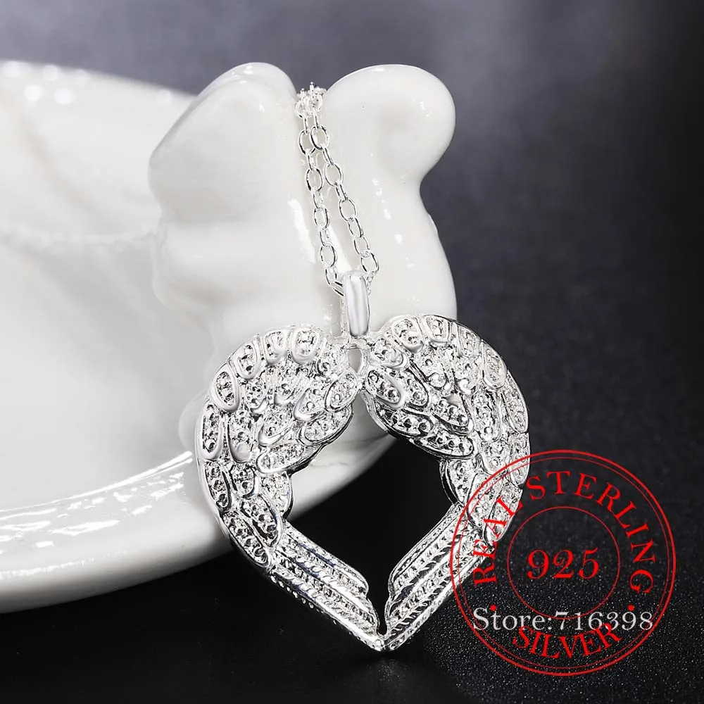 Романтические крылья Ангела 925 пробы серебряные ожерелья и подвески для женщин