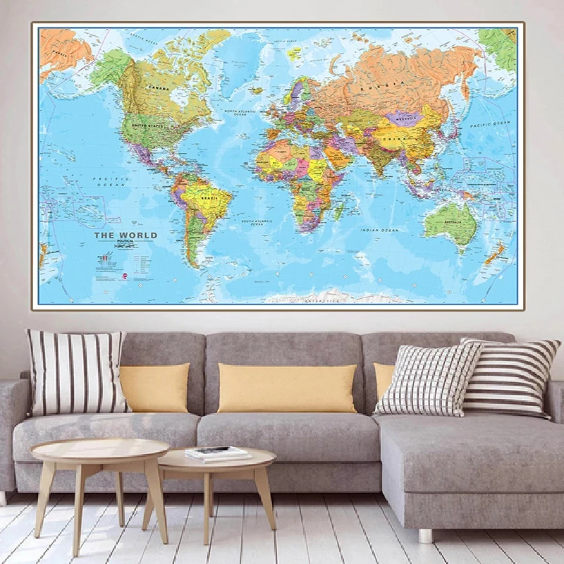 

Настенный художественный постер с картой мира, 6 размеров, виниловые картины на холсте, Декор для дома, детские школьные принадлежности