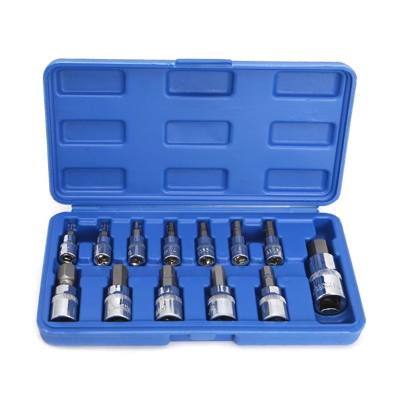 

13Pcs/set Metric Allen Hex Ratchet Wrench 1/4" 3/8" 1/2" Drive Socket Tools Drop Ship