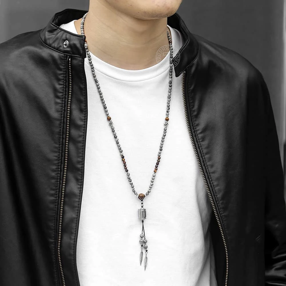 Ожерелье из бисера нержавеющей стали для мужчин и женщин Искусственное перо