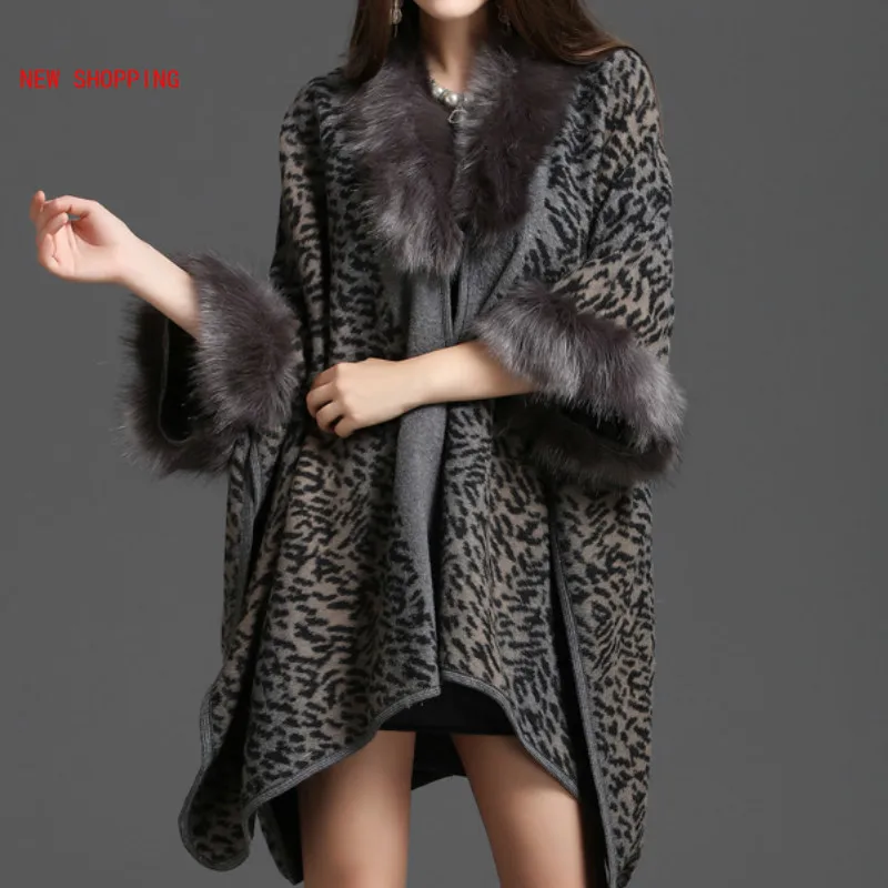 

Cape Coat Women Winter Luxury Faux Fur Coats Cloak Winter 2021 New Long Capes Leopard Poncho Feminino Inverno Capa Con Capucha