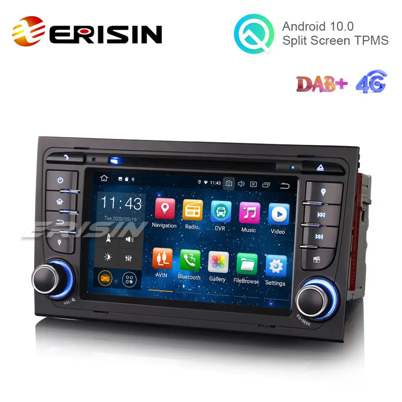 Erisin ES5178A 7 "16GB Android 10 0 автомобильная стереосистема для Audi A4 S4 CarPlay + DAB DVD TPMS Wifi GPS