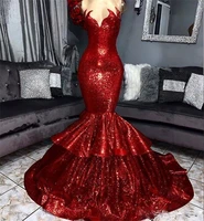 luxury mermaid evening dresses glitter sequins beaded red pageant prom dress for women girls arabic dubai robe de mari%c3%a9e