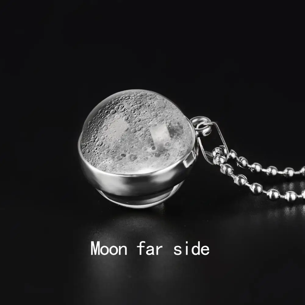 Moon far side Двустороннее ожерелье с глобусом, солнечная система, планета Венера, Меркурий, Марс, Сатурн, уран, Нептун, земля, солнце, кулон, купольное стекло, ожерелье s - Окраска металла: Moon far side