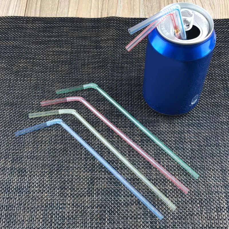 

Flexible Plastic Straws Striped Multi Colored BPA-Free Disposable Straw Assorted J8