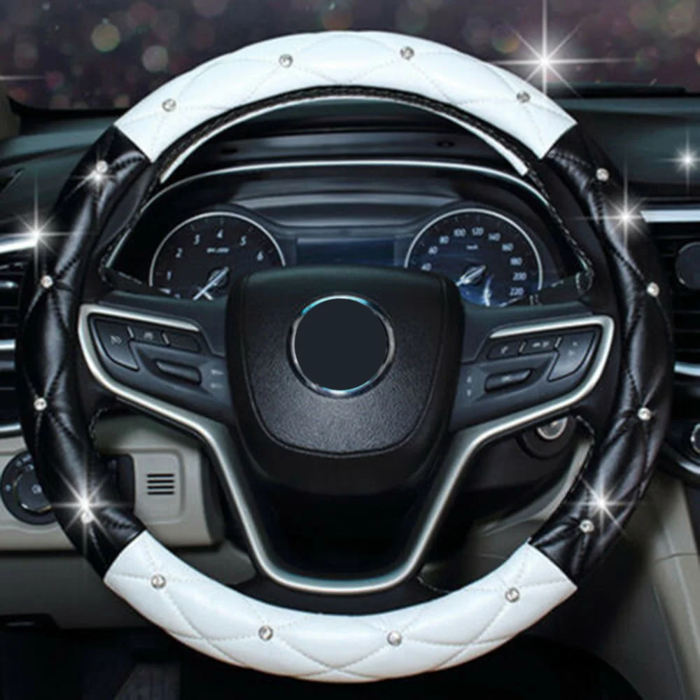 

Auto Steering Wheel Covers Anti-Slip Leather Car Steering-wheel Cover Car-styling Anti-catch Holder Protor For Diameter 37-38cm
