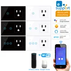 Нам Стандартный Wifi умный светильник переключатель 1 2 3 Gang 90V-240V AC Стекло Экран сенсорный Панель голос Управление Беспроводной стены Wi-Fi розетка стандарта США