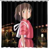 Anime Cute Girl Chihiro Fabric Shower Curtain Waterproof Polyester Bath Decor With Hooks For Girls Bathroom