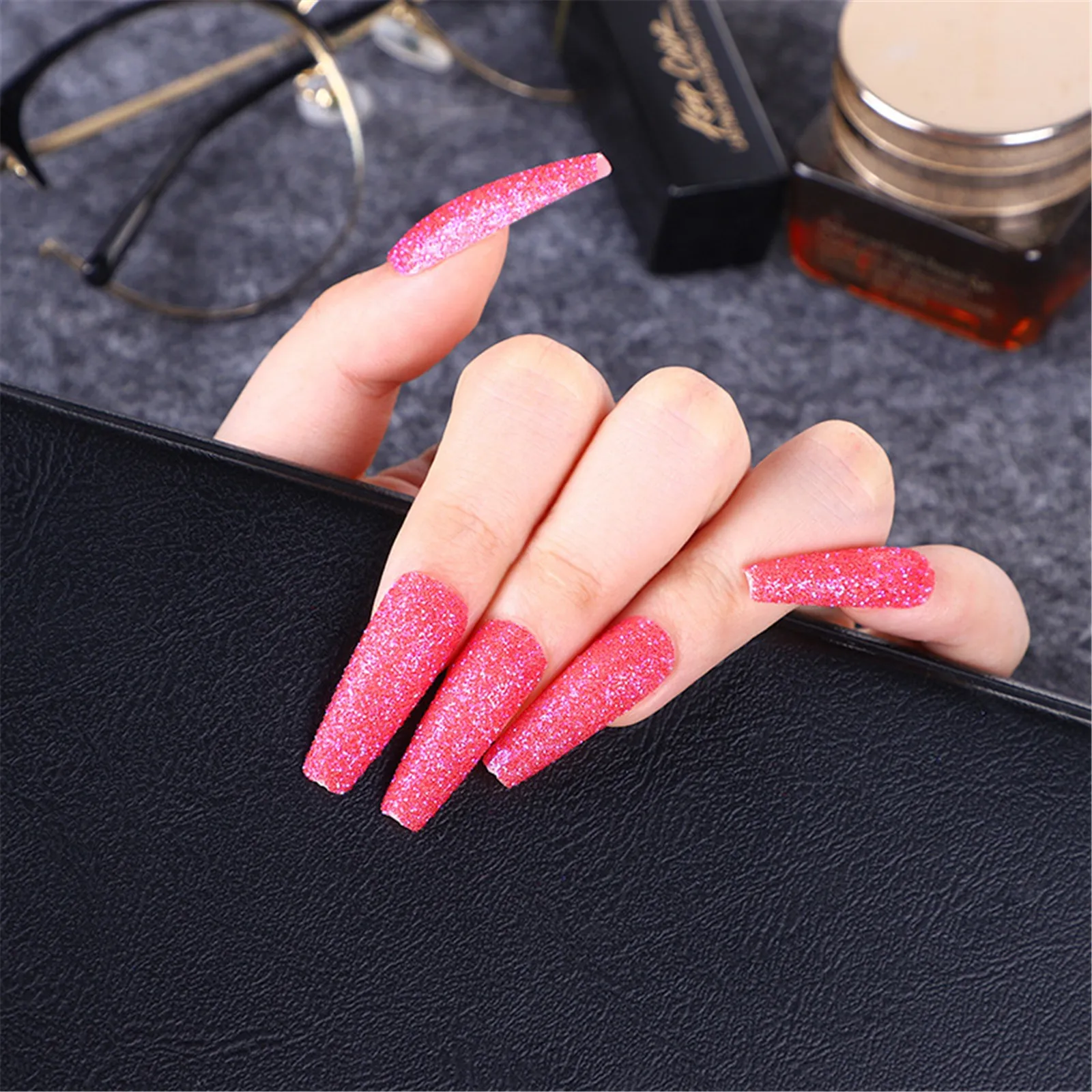

Fake Nails 240Pcs Extra Long Press Full Cover On Manicure Nails Coffin Glossy Ballerina Glitter Nail Art Women Set Free Shipping