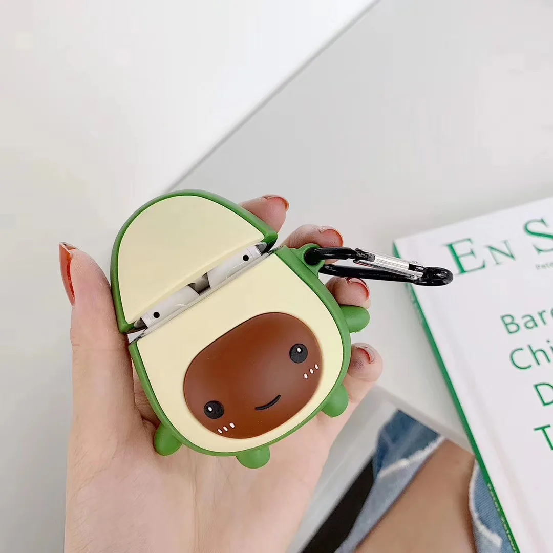 Чехол для наушников Airpods силиконовый чехол с милыми фруктами авокадо Apple 1/2