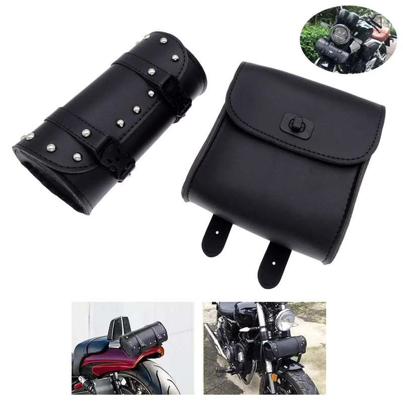 

Universal Motorcycle Hanging Saddlebags Large Capacity PU Leather Front Fork Handlebar Sided Tail Tool Bags for Honda Yamaha