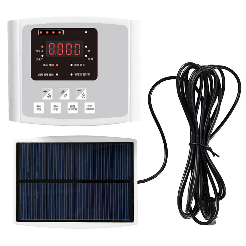 

Garden Drip Irrigation Device Double Pump Controller Timer System Solar Energy Intelligent Automatic Watering Device for Plants