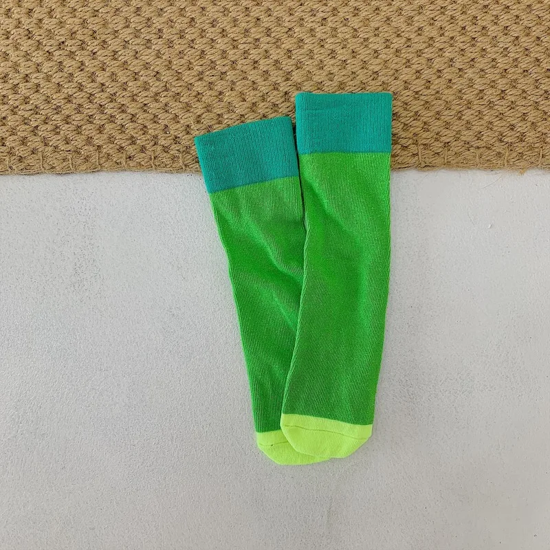 green Детские гольфы хлопковые флуоресцентные гетры без пятки, носки для малышей Детские носки без пятки для мальчиков и девочек детские гольфы, От 1 до 12 лет - Цвет: green