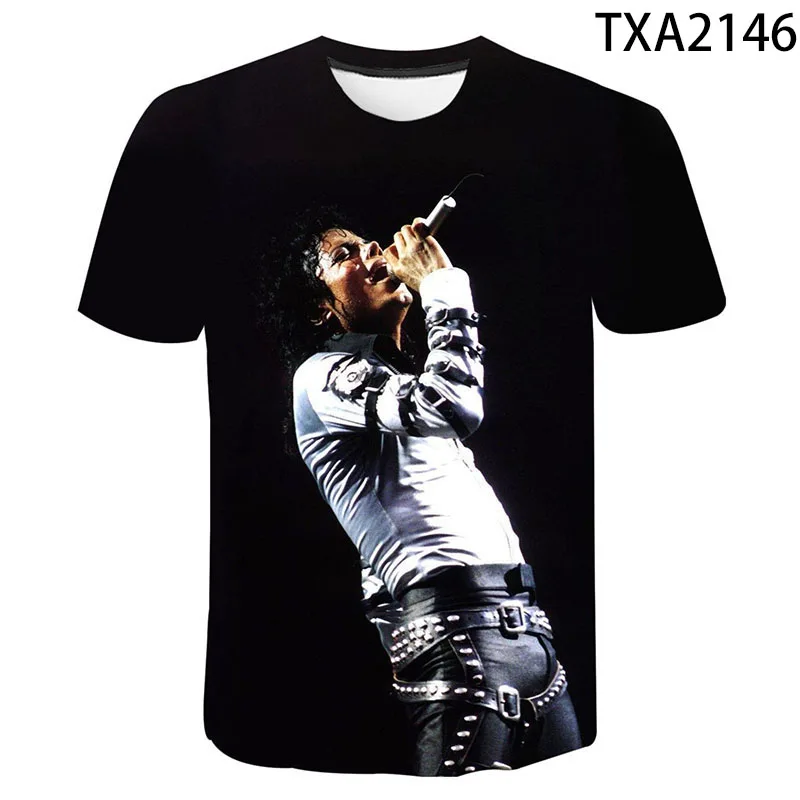 

T-shirt Michael Jackson funko pop king nostalgic fashion mens and womens T-shirts childrens hip-hop tops oversized T-shirts