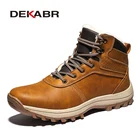 Мужские зимние ботинки из натуральной кожи DEKABR, повседневные водонепроницаемые ботинки из плюша, сохраняющие тепло