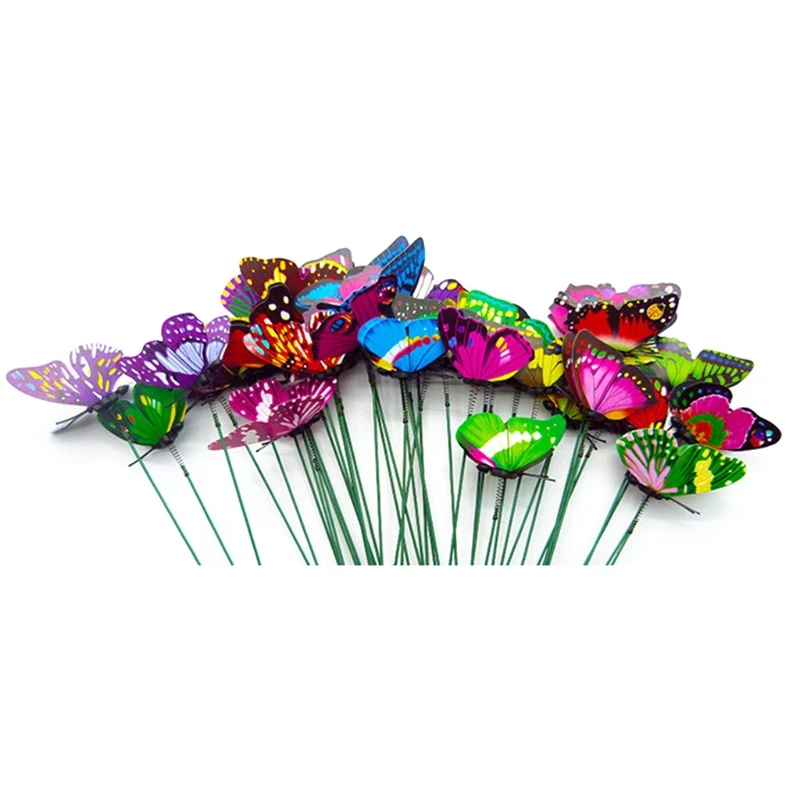 

2021 New 50 Pcs Artificial Butterfly Decorations Garden Yard Lawn Patio Outdoor Art Craft
