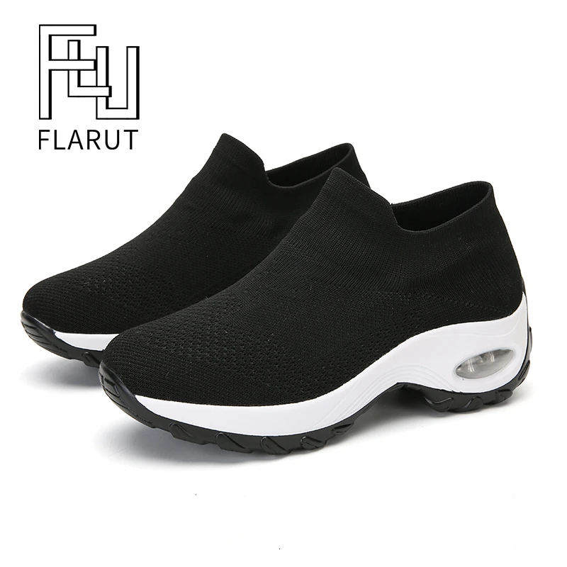 Женские кроссовки на танкетке 5 см дышащие сетчатые воздушной подушке спортивная