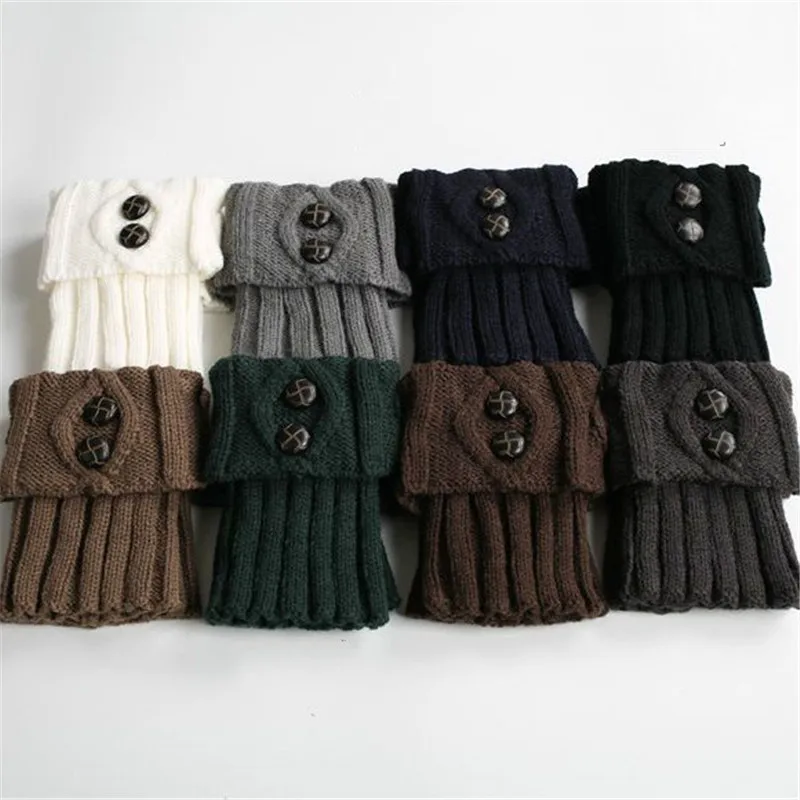 

Women Winter Leg Warmers Short Section Knitted Crochet Button Long Socks Fashion Boots Cuffs Socks Knit Leg Warmer Female