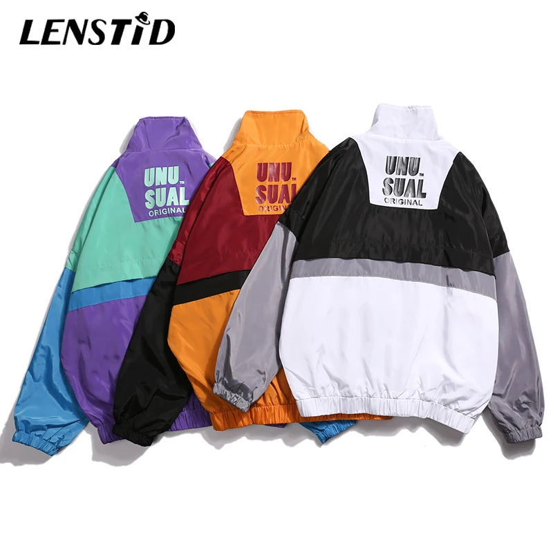 LENSTID 2019 Осенняя мужская ветровка в стиле Харадзюку с цветным блоком хип хоп