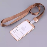 goldensilver aluminum alloy badges stationery name cord for medical credentials nursing pass badge id card holder with lanyard