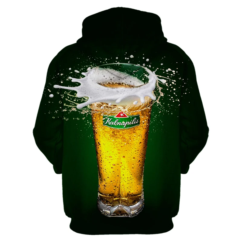 

Men's Fashion 3D Beer Printed Hoodie Novelty Sanitary Clothes Hooded Sweatshirt Yellow Autumn Long Sleeved Pullover Top