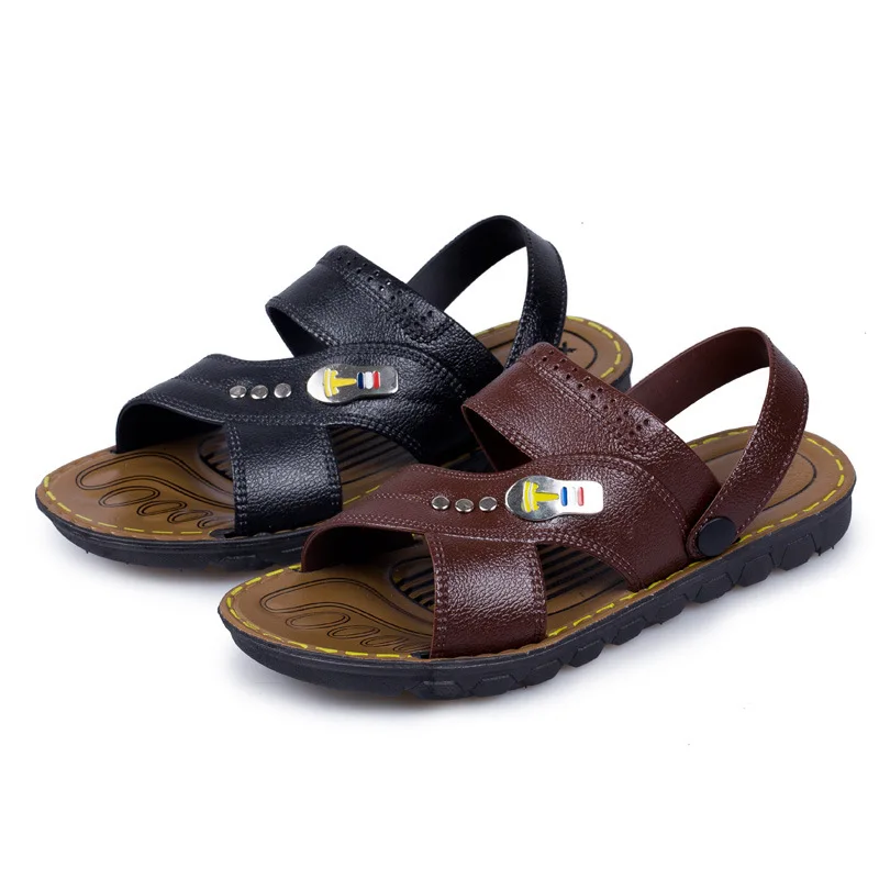 Сандалии мужские из натуральной кожи мягкие босоножки с прострочкой