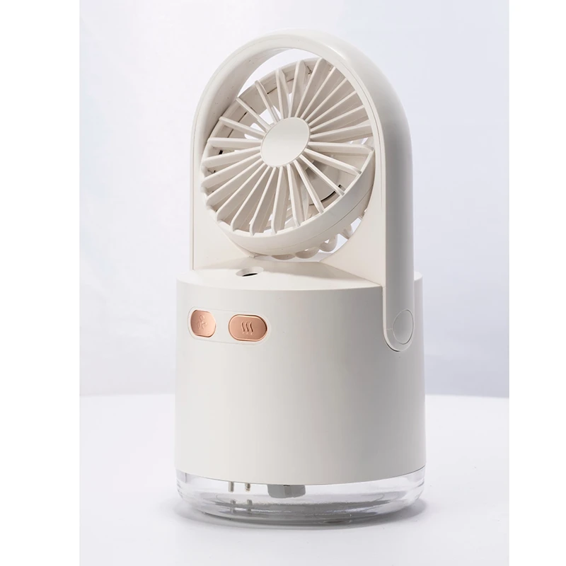 

Handheld Fan, Multifunctional Spray Desktop Humidifier with Night Light USB Charging 5-Leaf Fan Design 3 Wind Speeds