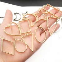 10pcs gold uv charms geometric bezel hollow alloy blank frame pendant for jewelry making uv resin crafts diy necklace handmade