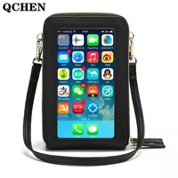 womens touch screen mobile phone bag single shoulder messenger bag card fashion wallet rfid korean version large capacity 872