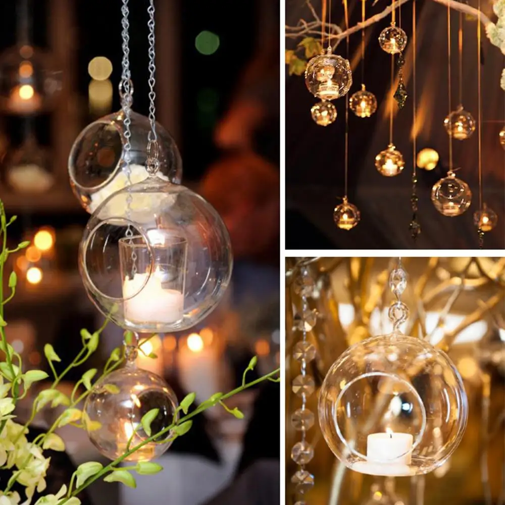 Candle Holder Dia.6CM Round Wedding Romantic Tea Light Succulent Style Globe Shape Glass Vase Home Decors Clear |