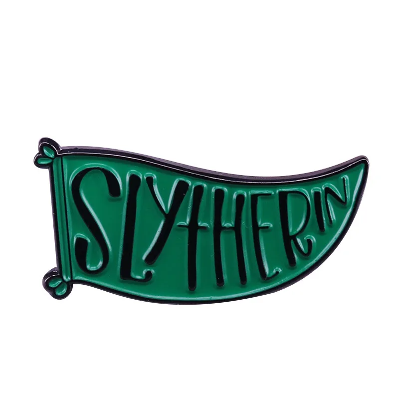 

Sale Slytherin Soft Enamel Pin Magic Academy Logo Brooches Green Letter Flag Badge Lapel Pin Backpack Accessories Jewelry Gifts
