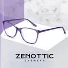 Очки ZENOTTIC женские в винтажной оправе из ацетата, кошачий глаз в стиле ретро, брендовые дизайнерские Квадратные прозрачные очки для близорукости