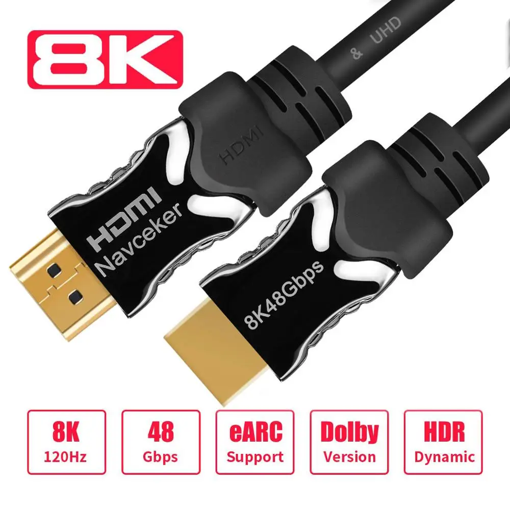 Красный Лучшие 8K 48 Гбит/с 2,1 HDMI кабели 4K HDMI 2,1 кабель eARC Кабо HDMI 2,1 UHD динамический HDR HDMI 2,1 кабель для 8K samsung QLED tv - Цвет: Красный