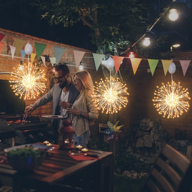 

Вращасветильник гирлянда с фейерверком 480/светодиодов, сказосветильник светодиодная гирлянда с серебряной проволокой и звездами, гирлянда...