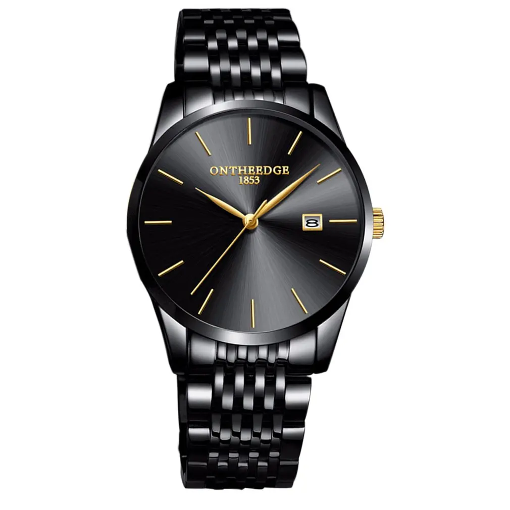 Мужские ультратонкие водонепроницаемые кварцевые часы из нержавеющей