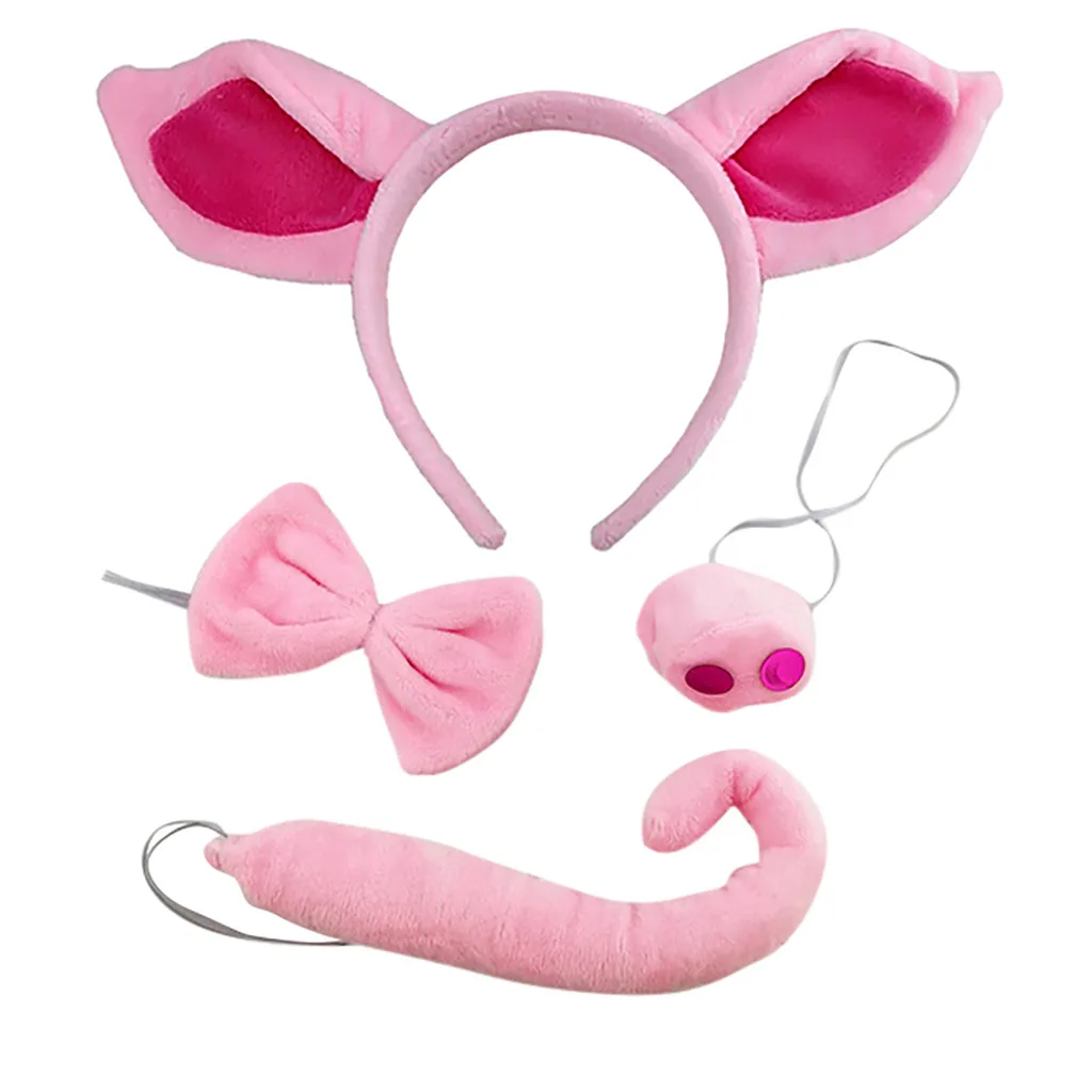 Животное свиньи уши бант на голову галстук хвост Необычные платья для косплея