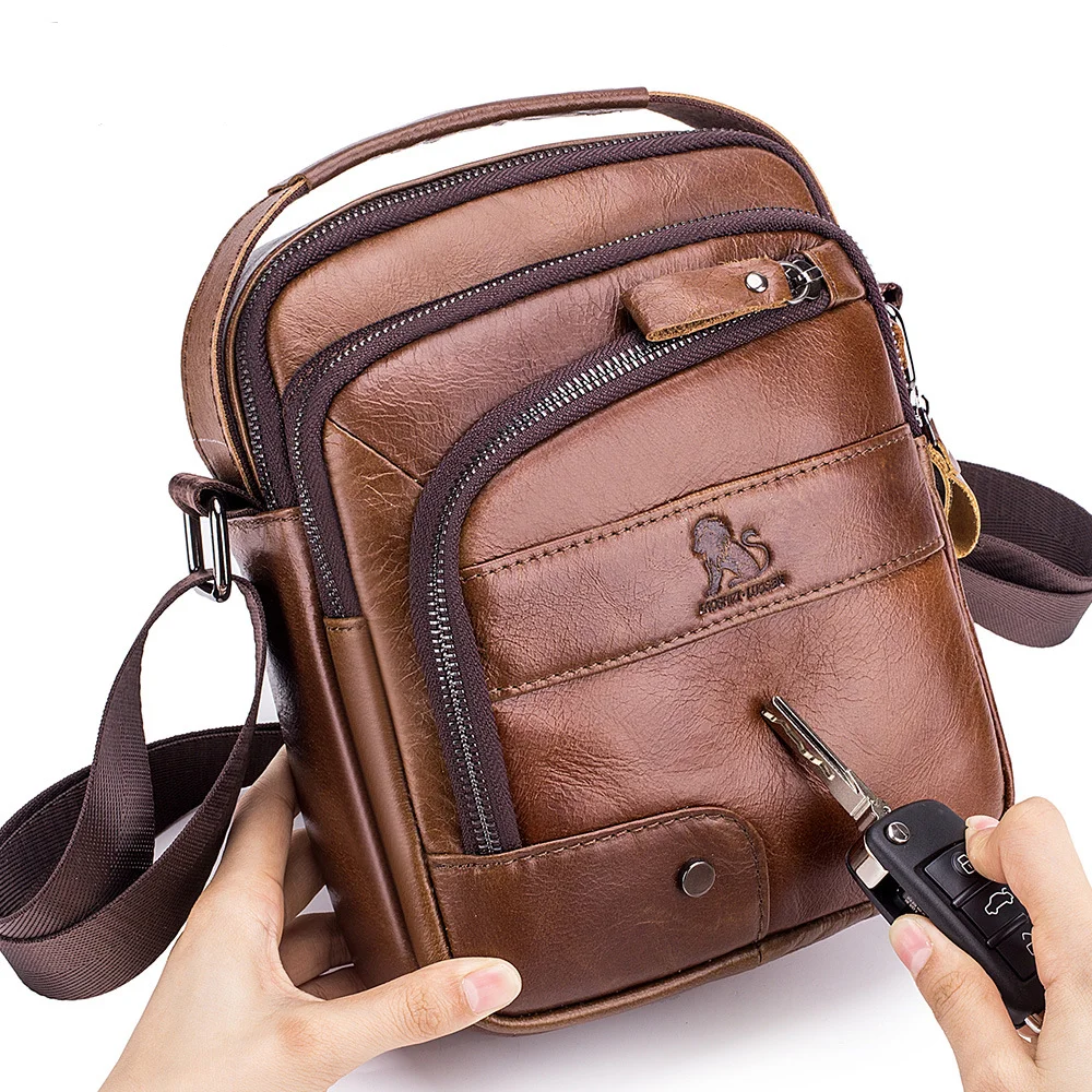 

2021 Men's Genuine Leather Business Shoulder Bag Vintage Crossbody Sling Bag For Men Messenger Work Bags For Ipad Cell Phone