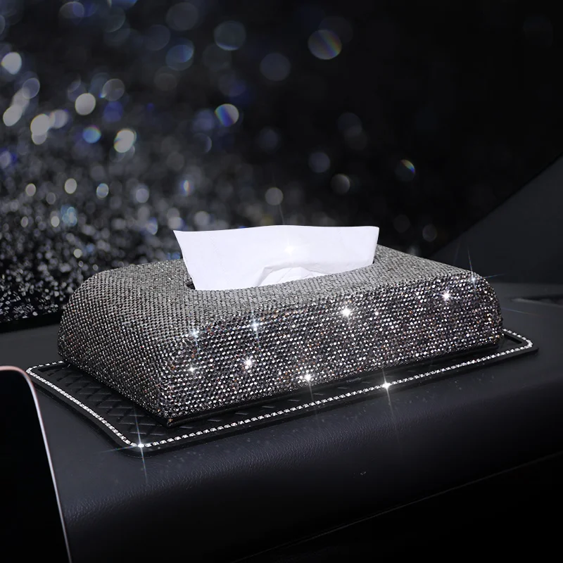 

Car Tissue Box Car Paper Drawer Box Diamond Car Decoration Fashion Drawer Box Seat Creative Car Napkin Box