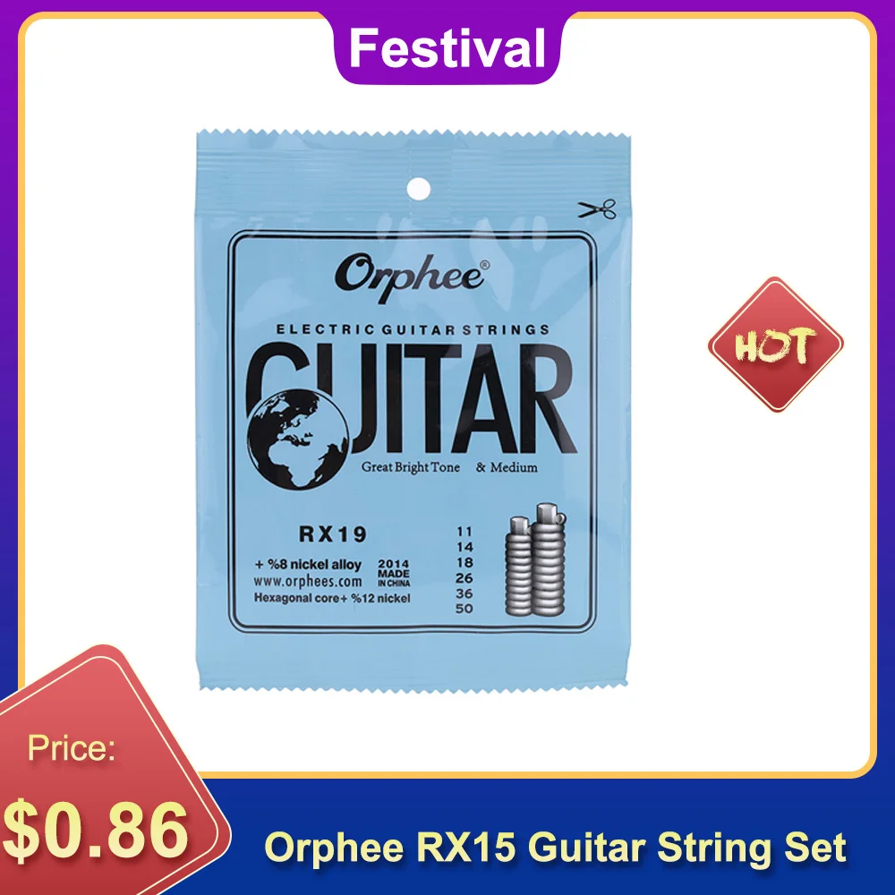 orphee rx15 6 stücke elektrische gitarre string set 009 042 nickel legierung super light tension gitarre string gitarre zubehör free glo