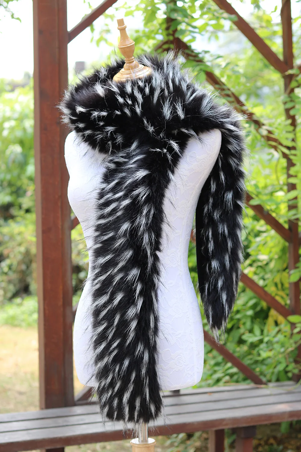 Faux Fox Fur Scarf Long Collar Female Winter Raccoon Hat Fake Shawl Cloak | Wedding Jackets / Wrap