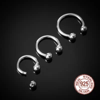 1pc horseshoe piercing 925 sterling silver nose septum rings 16g cartilage helix tragus earring smiley bar bcr circular barbell