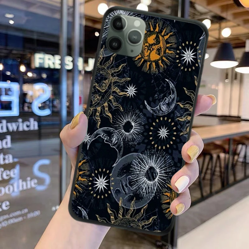 

Vintage Solar Eclipse Sun and Moon Phone Case For iPhone XR XS MAX 6 6S 11 12 Pro Max 7 8 Plus SE Soft Silicone Cover Copue Capa