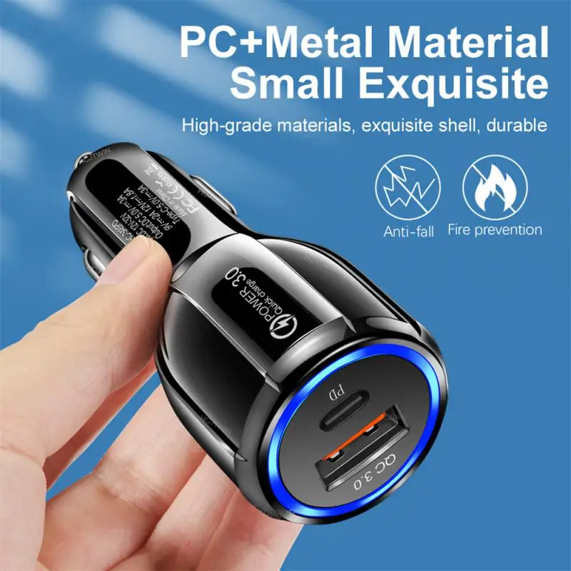 Автомобильное зарядное устройство USB Type C PD QC3.0 адаптер для быстрой зарядки