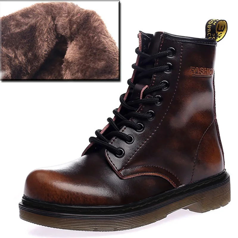 brown fur Г., ботинки в байкерском стиле женские ботинки Ботинки martin из натуральной кожи женские ботильоны женская зимняя обувь женские ботинки - Цвет: brown fur