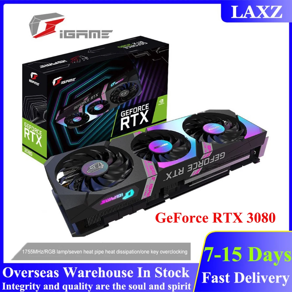 

Цветная видеокарта iGame для GeForce RTX 3080 Ultra OC 10G 1710-1755 МГц GDDR6X 320Bit, игровая видеокарта