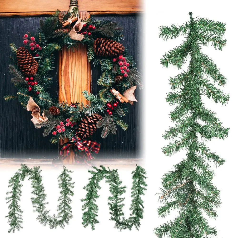 Креативная искусственная зеленая Рождественская гирлянда венок украшение для