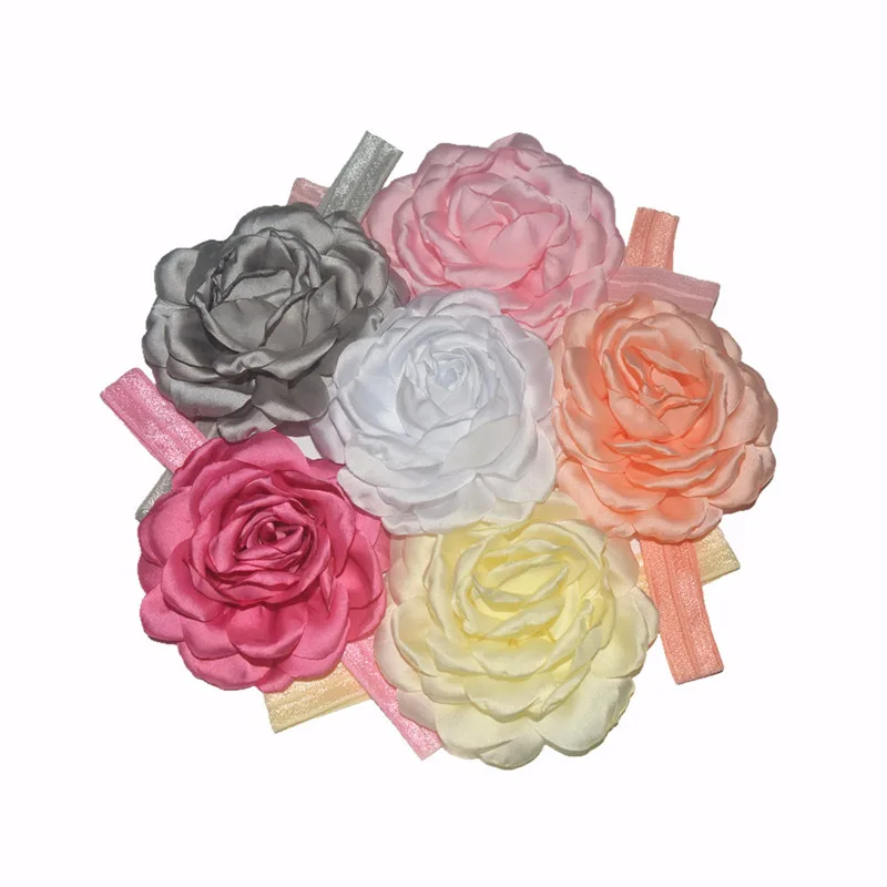 

Повязка на голову атласная с цветами пиона, 30 шт./лот, 9,5 см