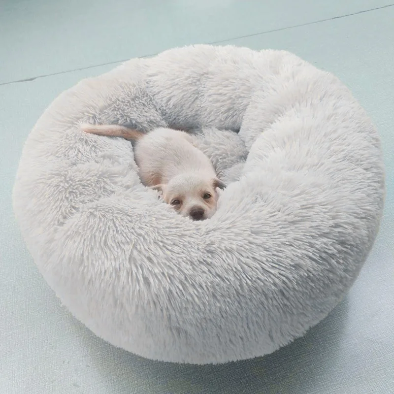 Теплая Флисовая кровать для собаки зимняя кошка Конура круглая щенок коврик
