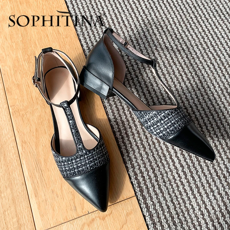 SOPHITINA новая модель женских босоножек Модный пэчворк С Т-образным ремешком