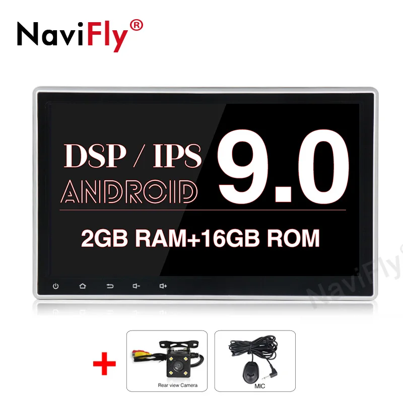 2G-16GB-Camera Ips вращающийся экран DSP 2 din 10,2" Android 9,0 автомобильный Радио gps навигация Универсальный мультимедийный стерео плеер wifi BT HD без DVD - Цвет: 2G-16GB-Camera